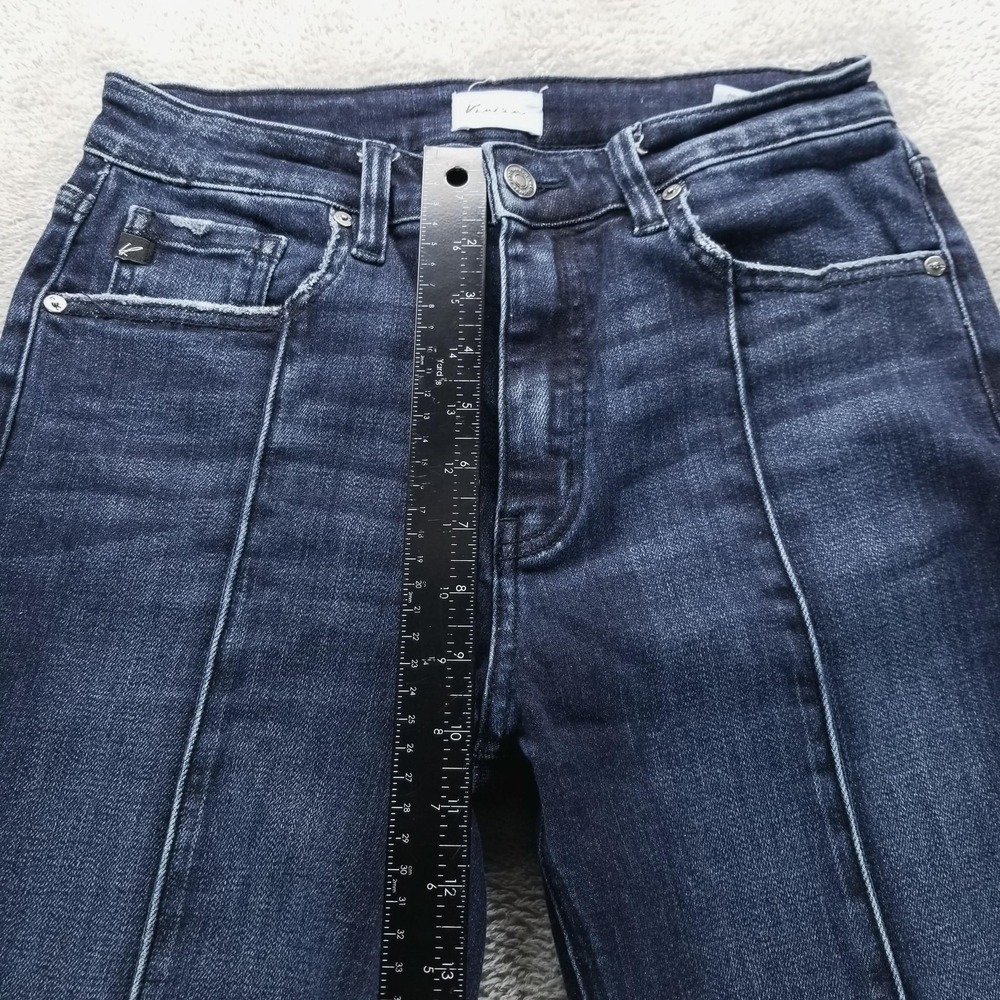 KanCan Jeans Womens 28 Blue Flare High Rise Front Seam Dark Wash Stretch - Picture 6 of 9